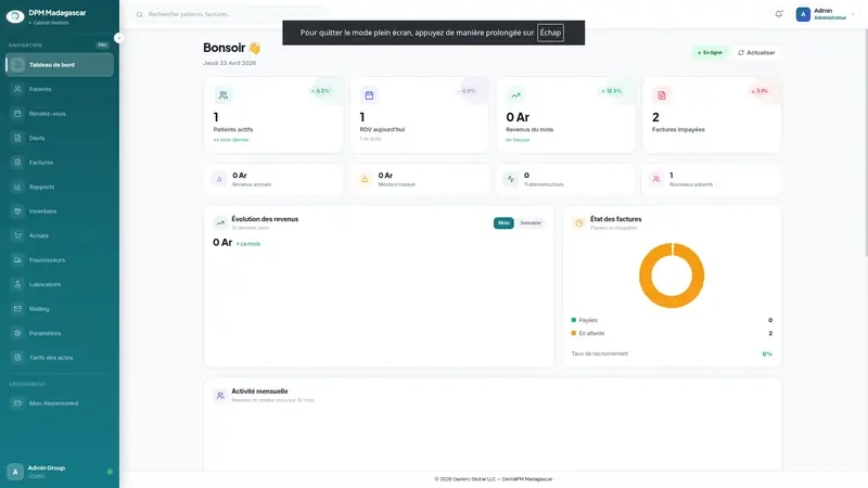 DentalPM — Dashboard de gestion